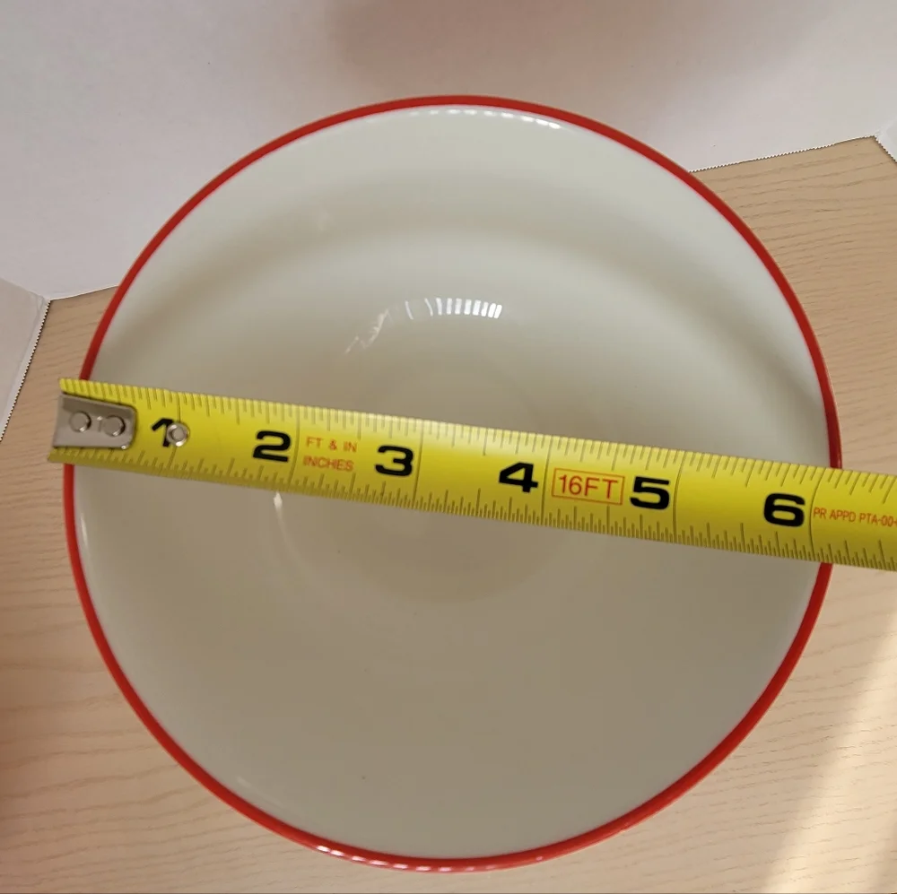 The Pioneer Woman Flea Market  Red White Turquoise Footed Bowl  6